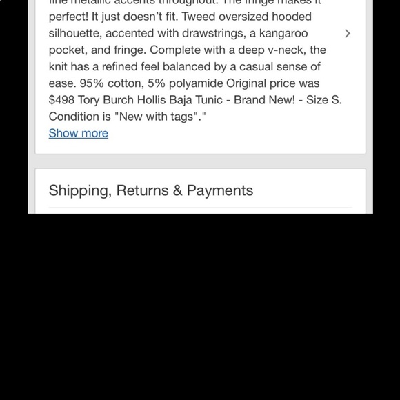 ⭐️⭐️⭐️⭐️⭐️Tory Burch Hollis Baja fringe trim metallic tunic - Picture 6 of 8